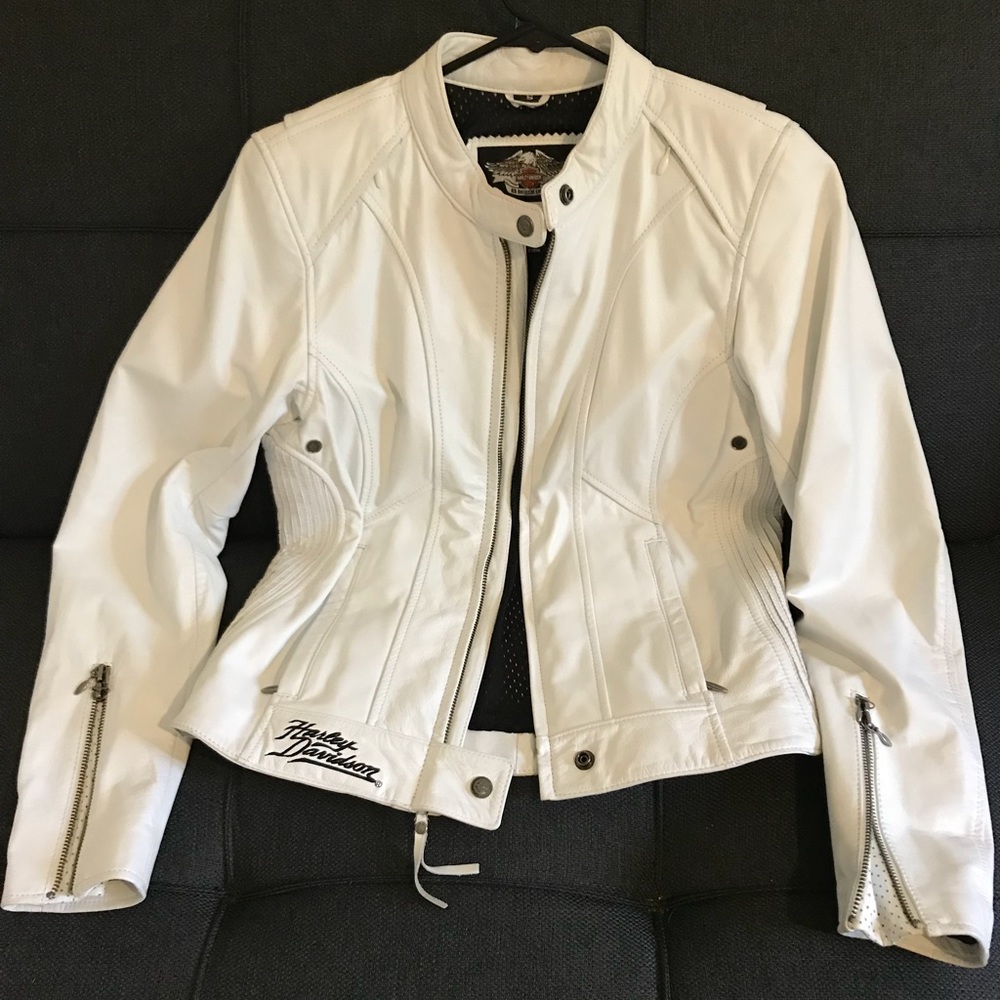 Harley Davidson White Leather Jacket